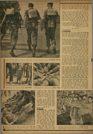 העולם הזה - גליון 1018 - 17 באפריל 1957 - עמוד 17 | הוא כחוש משאר הבחורים. החגור מתוח עליו. המימיה אינה מקפצת, הוא קשר אותה בשרוף לחגורה. סוף סוף אין הוא טירון. כבר שנה וחצי בצבא. שנה וחצי הספיקו לבסס אצל גדי