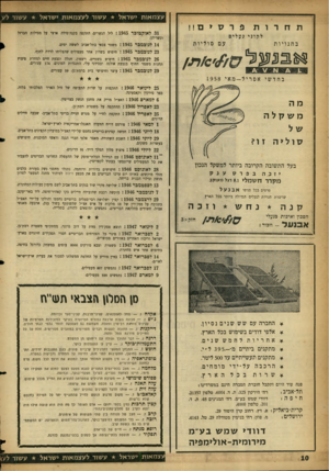 העולם הזה - גליון 1073 - 23 באפריל 1958 - עמוד 10 | עצמאות ישראל עשור לעצמאות ישראל עשור לעו פרסים!! תחרות לקוני נעלים עם סוליות בחנויות לאוקטובר 31 וגשריהן. לנובמבר לנובמבר לנובמבר לנובמבר : 1 9 4 5ליל הגשרים.