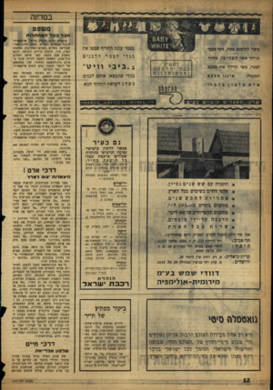 העולם הזה - גליון 1077 - 21 במאי 1958 - עמוד 12 | במדינה מ שפט חבר בכל המחתרות בגמר עונת החורף שטפו את בגדי הצמר הלבנים מוצר להלבנת צמר, משי טבעי וניילון אשר הצהיבו. מחזיר לה שיג לצמר, משי וניילון את צבעם