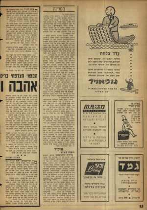העולם הזה - גליון 1145 - 9 בספטמבר 1959 - עמוד 12 | במדינה דרך צלחה מזרוני גומא יד, ש שמם הולד לפניהם, מיוצאים עתה מעבר לים וכובשים אר שווקיאירופה . מזרוני גומאוד המיוצרים מקצף גומי. לאקקז ׳ קהור מוכיחים שוב