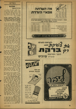 העולם הזה - גליון 1146 - 16 בספטמבר 1959 - עמוד 6 | במדינה מפלגו ת מה הערתה מפא״י היורדת מ שד השנים האח רונו ת ( ikhה ב חי רו תלכנסתה שלי שית) העלתה מפא״ היורדת א ח: מסכום ב־1955 מ־404 חוב המדינה במטבע חוץ חוב