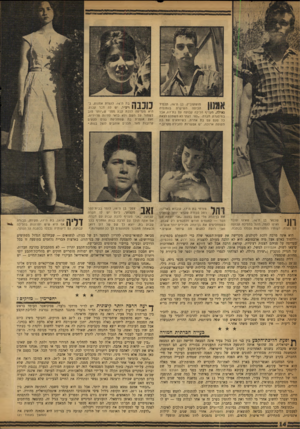 העולם הזה - גליון 1183 - 25 במאי 1960 - עמוד 14 | ן ך | ן ן שכנאי בן ה־ 6ו, שאינו עובד ואינו לומד, דוגל בהליכה קבועה 11 1 עם נערה. דעותיו המפורטות נכללו בכתבה. מושקוביץ, בן ה־ , 16 תלמיד הכיתה השישית. בגמנסיה