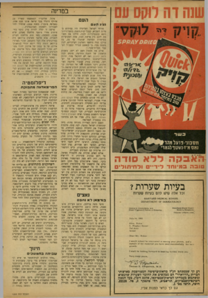 העולם הזה - גליון 1202 - 4 באוקטובר 1960 - עמוד 4 | שנהדה רוקם עם במדינה העם נציג ה ע האבקה ללא סודה טובה במיוחד לידיים ורחיתולים בעיות שערות? וכל אלה שיש להם בעיות שערות נאצים *!£010 * 1. 5013001 . בו ד מ אן