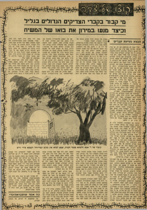 העולם הזה - גליון 1233 - 4 במאי 1961 - עמוד 20 | מ* קבור בקבר* הצדיק, הג חלי ם בגליל וכיצד מנע! ,במירנן את ב 1א 1של המ שיח אם אין האמת ההיסטורית מדאיגה את ככה, הרי שלא יד,יד, לדבר הזה סוף. אחרי שמיצינו קצת