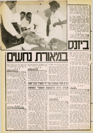 העולם הזה - גליון 1253 - 12 בספטמבר 1961 - עמוד 15 | ד״ר אוקטאב מלר הסתכל עליו במבט מהורהר. לאחר היסוס קל השיב :״נראה אחר כך מה לעשות.״ פוגלמן פנה לחדרו. הוא ארז חלק מבגדיו והודיע לאחות האחראית :״אני יוצא לחופש.״