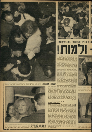 העולם הזה - גליון 1274 - 7 בפברואר 1962 - עמוד 13 | וו עליה והתעללו בה בסיסמה: !111201 אבעבועות׳ עדיין היתד. בכושר מלא כדי לספק לעת־נאים נתונים ביוגראפיים: צבע השיער טבעי׳ הבושם האהוב עליה הוא מיס דיור. סבה היה
