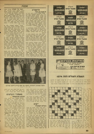 העולם הזה - גליון 1274 - 7 בפברואר 1962 - עמוד 22 | אמנות תי א ט רון התדן; 1י־ו ת נפר מחיל חקר] (תיאטרון זוטא; מאת נתן שחם) הוא ההשקעה שהשקיעו רבים וטובים מאזרחי המדינה בשרתם אותה עוד לפני הקמתה במעשים חלוציים