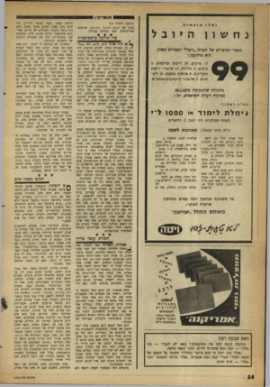העולם הזה - גליון 1275 - 14 בפברואר 1962 - עמוד 14 | תו מ ר קין 11 ו אלו נחשון תוצאות היובל מספר המוצרים של חכרת ״ויטה״ המצויים כשור, הוא כדלקמן: 17 מרקים 19 ,ריבות ומרקחות׳ 5 מיצים 4 ,גלידות 15 ,שימורי ירקות