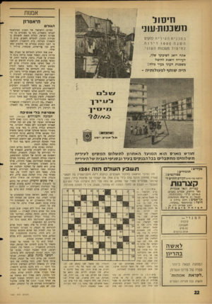 העולם הזה - גליון 1281 - 28 במרץ 1962 - עמוד 22 | אמנות חי סו ל מ שננו ת שני תיאטרון הגור בתכניתהעיריה להקים השנה 1000דירות לחיסול משכנות הע וני . ארנה דואג לשיכונך שלך, העיריה דואנוז לחיסול משפנות העוני כעיר