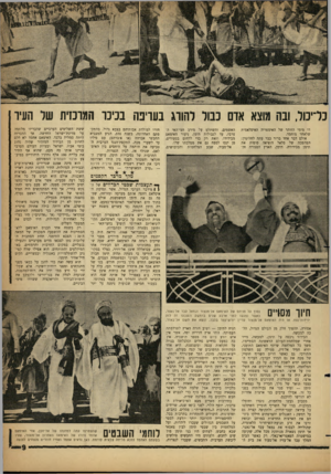 העולם הזה - גליון 1310 - 17 באוקטובר 1962 - עמוד 9 | ברימל, ובה מוצא אדם כבול להורג בעריפה בכיכר המרסית של העיר דו מימי הזוהר של האימפריה האיסלאמית שלאחר מוחמד. אולם דבר אחד ברור כבר עתה לחלוטין: המהפכה של סלאל