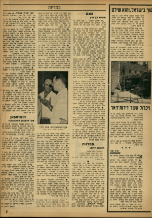 העולם הזה - גליון 1352 - 7 באוגוסט 1963 - עמוד 8 | סור בישראל,והוא שילם היקף הבניין הנבנה על־ידי רסקו• כי במגרש הפינתי לא החלו בבניתה של חווילה או בית־מגורים קטן, אלא בבניית בית־מידות בקנה מידה אמריקאי. פרט
