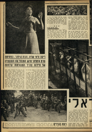 העולם הזה - גליון 1357 - 12 בספטמבר 1963 - עמוד 13 | ובין קטעי החשפנות והזימרה המופיעים לסירוגין, שולב בסרט, המוצג השבוע בתל- אביב, סטריפטיז החיילות הערומות. הן מופיעות בסרט לצלילי מנגינת לכת, כשהן לבושות בסרבלים