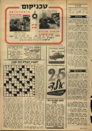 העולם הזה - גליון 1428 - 20 בינואר 1965 - עמוד 27 | טכניקום תדריך העולם הזר. ממליץ מה לראות, מה לשמוע, היכן לבקר השבוע, לפי סדר העדיפו— חובה לראות; יות הבא : — רצוי לראות; ^.ג — אפשר לראות. כל תלמ יד מקבל בח י