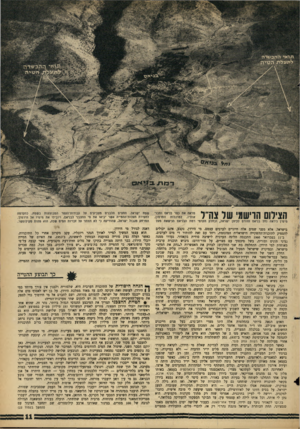 העולם הזה - גליון 1429 - 27 בינואר 1965 - עמוד 11 | וגו *׳ ההכשרוז לתעלת יז קוי ה מראה את כפר בניאס ומבד ך אותיו, למרגלות החרמון, מימין ניראה נחל בניאס הזורם לכיוון שראל, ובחלק הקדמי רמת הבניאס הנישאת מעל שטח