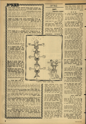 העולם הזה - גליון 1446 - 26 במאי 1965 - עמוד 7 | ואילו הדוקטור רוזנבלום, המטיף שינאה עיוורת לאומה הערבית, לתרבות הערבית ולדת האיסלאם, הוא המספק נשק מצויץ לשליטי סוריה להמשך מסעם נגד אל־חביב בורגיבה. ך*י אייה