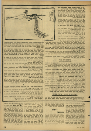 העולם הזה - גליון 1517 - 27 בספטמבר 1966 - עמוד 13 | • כל מלחמה כפוריה תהיה פופולארית כישראל ממשלת אשבול זקוקה לפופולאריות. • הבעיות הכלכליות הגוברות, שאין להן פתרון של ממש בתוכנית הכלכלית המבולבלת של הממשלה,