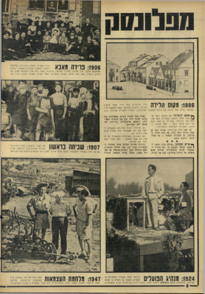 העולם הזה - גליון 1517 - 27 בספטמבר 1966 - עמוד 8 | בגיל עשרים החלים בן־גו ריון (בחולצה הלבנה, באמצע השורה הרא שונה) לעלות מפלונסק ארצה, ערך מסיבה לחבריו לתנועה הציוני ת בחצר בית אביו (הנראה מציץ מן החלון הימני)