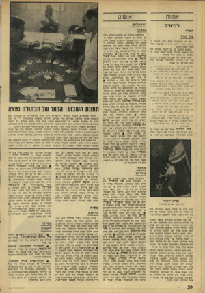 העולם הזה - גליון 1563 - 16 באוגוסט 1967 - עמוד 20 | אמנות להיטים השיר של גורן לא רק הרמטכ״ל יצחק רבין הונצח ב־סיזמון (נאצר מחכה לרבי!) בעיקבות מלחמת ששת־הימים. השבוע הסתבר כי גם לכבוד מעלליו של הרב הראשי לצה״ל,