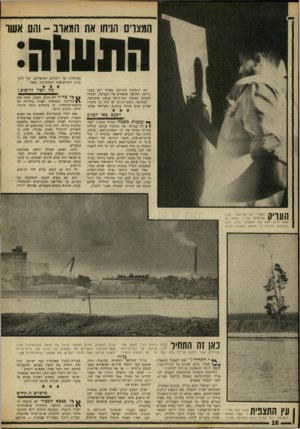 העולם הזה - גליון 1619 - 11 בספטמבר 1968 - עמוד 16 | מאז הופסקו קרבות ששת־הימים, נחשב כביש זה לעורק־תחבורה עורפי — למרות היותו במרחק כמה מאות מטרים בלבד מן העמדות המצריות, בצד השני של התעלה . … במבואותיה ערכו