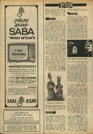 העולם הזה - גליון 1655 - 21 במאי 1969 - עמוד 39 | שנו&סס ביניהם אפשר לזהות שחקנים אמריקאיים כמו קינן ווין וויליאם לנדיגן. 1הנ לזזוזזי^ 9 סולומון תעלולי גרים (התיאטרון הפתוח) כל מי שיחפש כאן את חנוך לוין, איש