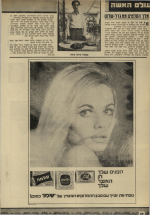 העולם הזה - גליון 1667 - 13 באוגוסט 1969 - עמוד 32 | ולס האשה מרו הסרסים ממגדר״שרום 0אין לך זמן או תקציב לערוך טיול לנצרת, ולמרות זאת מתחשקת לך פעם ארוחה מזרחית אמיתית — את יכולה לקפוץ למגדל־שלום בתל־אביב. מרסל