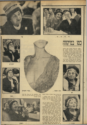 העולם הזה - גליון 1681 - 19 בנובמבר 1969 - עמוד 23 | אוי . כמו במיקווה מעשה נורא אירע השבוע, בעיר הקודש ירושלים, לעיניהן הפקוחות לרווחה של נשות חסידים, בנות צדיקים, אימהות של בחורי ישיבה עסקני מפד״ל, ואפילו