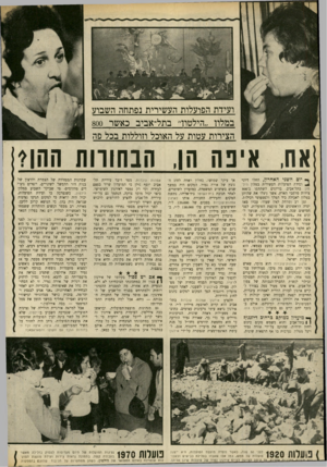 העולם הזה - גליון 1690 - 21 בינואר 1970 - עמוד 28 | בדיונים השתתפו כ־800 צירות מרחבי הארץ, אשר ניצלו את שהותן במלון לאכילה כיד המלך ולפטפוטי רכילות. זמן רב ומרחק לאין שעור, עברו מאז ימיה הראשונים של מועצת