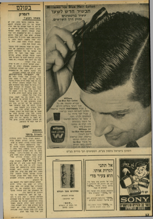העולם הזה - גליון 1692 - 4 בפברואר 1970 - עמוד 12 | *111 וזו ס תכש>רחדש לעגע ע שי רבמטמעים ^ו מזיו דרדהשר שי ם בעולם דנמרק מ שהו ר קו ב? החל מהראשון בינואר ,1970 שוב לא יבטיחו בני זוג דנים העומדים להנשא זה לזה,