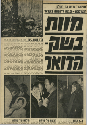 העולם הזה - גליון 1695 - 25 בפברואר 1970 - עמוד 15 | יסוויסאיר גרפה את השלם המערבולת ־ ופגעה לראשונה בישראל שוטרים שווייצים מובילים ארון מתים אל תון דיון ך היער בו נפל המטוס, כדי לאסוף לתוכו את שרידי * 111 מכל 47