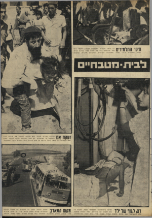 העולם הזה - גליון 1708 - 27 במאי 1970 - עמוד 15 | תיקי התלמידים הספר, מושלכים על־גבי בך נראה, מבפנים, האוטובוס הפגוע: ילקוטי בית־ספר מוכתמים בדס של ילדים שהיו בדרנם לכית־ספסלי האוטובוס השרופים, כשלצידם מחברות