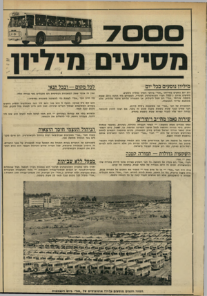 העולם הזה - גליון 1712 - 24 ביוני 1970 - עמוד 3 | מיליון נוסעים בכל יום יום יום מסיעים ביממה. מוכתבת לכל מקום — ובכל תנאי נוסעים בשירותי ״אגד״ ברהבי הארץ כמליון נוסעים. אותם כ־ 7000 חברי הקואופרטיב ועובדיו,