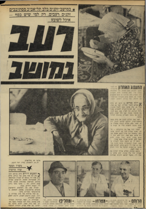 העולם הזה - גליון 1733 - 18 בנובמבר 1970 - עמוד 30 | ?* במושב-ז?!נים בלב תל־אביב מסתובבים זקנים רעבים. רק! למי שיש במר — אוכל לשובע התענוג האחרון של הישישים, דיירי מושב הזקנים, הוא האוכל, כפי שמוכיחה מסיה פרד.