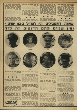 העולם הזה - גליון 1756 - 27 באפריל 1971 - עמוד 15 | מאית, קצין־מטה מובהק, אדם המעורר אוטומטית אמון והערכה. חיים בר־לב, השמיני, הוא, כאילו, מאחד בקירבו כמעט את כל התכונות של כל קודמיו גם יחד. הוא קצין- מטה ומפקד