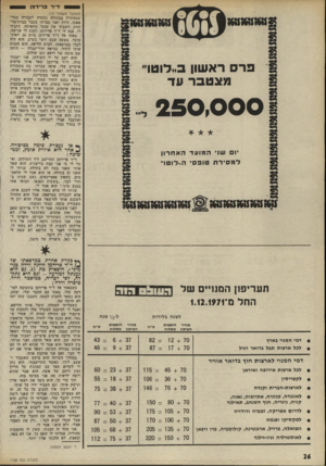 העולם הזה - גליון 1788 - 8 בדצמבר 1971 - עמוד 26 | /2-שנה לשנה בלירות מחיר הוצאות העיתון משלוח __ דמי המנוי בארץ לכל ארצות תבל בדואר רגיל מחיר הוצאות העיתון משלוח דמי ה מנוי ל ארצו ת חוץ בדואר אוויר לכל