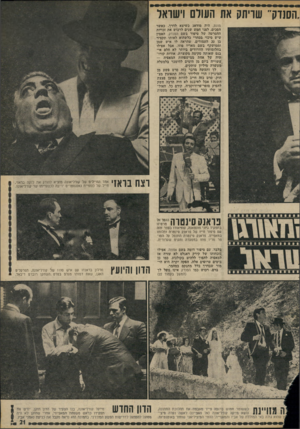 העולם הזה - גליון 1802 - 14 במרץ 1972 - עמוד 21 | השחקן רוברט דיבאל. מייקל קורליאונה, בנו הצעיר של הדון הזקן, יורש את תפקידו כראש משפחת המאפיוזי; אחרי שהזקן לא היה יייין ...