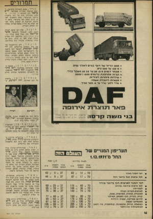 העולם הזה - גליון 1804 - 28 במרץ 1972 - עמוד 16 | תעריפון הנוודים של החל 0־ 1 .1 2 .1 9 7 1 -11^ 1ד-״זה 3פ לשנה בלירות מחיר העיתון דמי המנוי בארץ לבל ארצות תבל בדואר רגיל דמי ה מנוי לארצות חוץ בדואר אוויר לבל