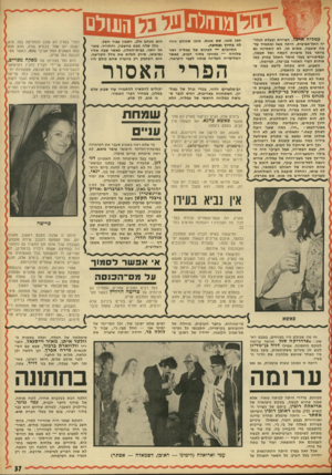 העולם הזה - גליון 1814 - 7 ביוני 1972 - עמוד 37 | _ סזר [ ו ^נ1ל־1ד ן ןן ו!]1י1ח עמליה ארבע, הציירת ובעלת הגלריה התל-אביבית, היתה מאז ומתמיד עלמה שובבה. משום כך, לא האמינה גם ביותר בכל מיצוות העשה ואל תעשה,