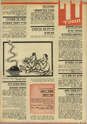 העולם הזה - גליון 1828 - 13 בספטמבר 1972 - עמוד 4 | צה׳יל לבעולבשט חי צה״ל עומד ליזום תקנה לפיה ייאסר על קציני צה״ל בשירות קבע שהשתחררו מתפקידיהם ומשירותם הצבאי, לפעול כאזרחים בשטחים המוחזקים בתחומים בהם שירתו