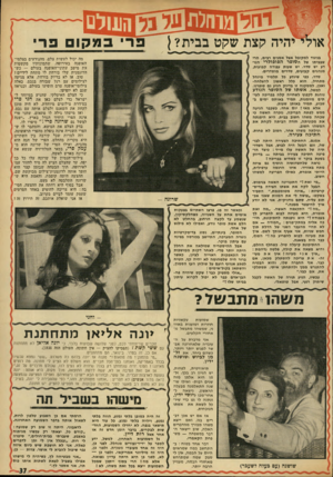העולם הזה - גליון 1840 - 6 בדצמבר 1972 - עמוד 37 | פר במקום פר אולי יהיה קצת שקט בבית? } בניגוד למקובל אצל אנינים רבים, הרי שבביתו של הסופר הפופולרי הנודע יש סדר. יש שעות עבודה קבועות, מנהגים קבועים, סדרים