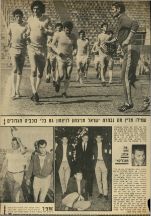 העולם הזה - גליון 1846 - 17 בינואר 1972 - עמוד 39 | שמילו מריץ את נבחרת ישראל מניצחון לניצחון גם בלי כוכביה הגדולים ן מידי את החוט עם הנהלת ההתאחדות אבל הם צריכים לדעת שיש דברים שהם לא בסדר. היתה מסיבה של הנבחרת