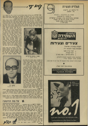 העולם הזה - גליון 1862 - 8 במאי 1973 - עמוד 6 | הגלויה הצעירה רדו׳ פרישמן ,19 תלי־אכיב טל 245294 : מציגה בין ה12.5.73 — 31.5.73- ״ 6נשים — 6טכניקות״ תערוכה מיצירותיהן של 6אמניות ישראליות הגלריה פתוחה כל יום