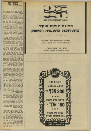 העולם הזה - גליון 1866 - 7 ביוני 1973 - עמוד 22 | במדינה (המשך מעמוד )19 נושנת הר־חצופים לקיימו. מדווחת כתגת העולם הזה אלה זוהר על טקס פתיחת סניף חלם בעיר הקודש ו־זזנר־ובת התעשיה והמשק-כירז למדינת ישרו\ול א 0ת