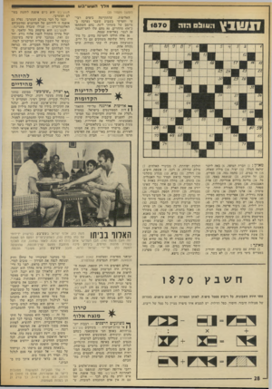 העולם הזה - גליון 1870 - 4 ביולי 1973 - עמוד 28 | יי מלךהשש ״ב ש 1 (המשך מעמוד )25 האליפות, שהתקיימה בימים רביעי וחמישי בשבוע שעבר נערכה בסיומם של משחקי ליגה, בהם השתתפו כ־ 450 מתחרים 80 .מהם עלו לחצי־הגמר, 30