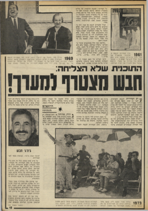 העולם הזה - גליון 1877 - 22 באוגוסט 1973 - עמוד 15 | ערב הבחירות לכנסת ה־ 40 0 1 חמישית: הרמטכ״ל צבי 1901 צור, דויד בן־גוריון ושמעון פרם, בעת שיגור הטיל הישראלי שביט — 2שנועד להיות טיל בחירות של מפא״י. פירסום