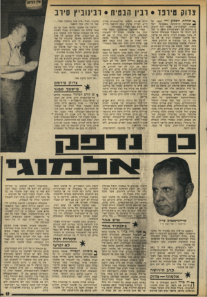 העולם הזה - גליון 1954 - 12 בפברואר 1975 - עמוד 19 | צדוק טירפד • ובין הבטיח • דבינוביץ סירב ך* החייתהשכר; ירד המסך על 4המערכה הראשונה בפסטיבל יוסף אלמוגי. למראית־עין, אפשר היה לחשוב כי הודעתו של ראש־עיריית חיפה,