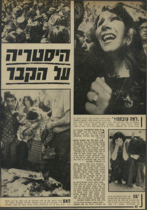 העולם הזה - גליון 1966 - 7 במאי 1975 - עמוד 42 | על חחבו * | 1ו| ¥וך 111ך 1111ס ״ זועקת צעירה אלמונית, אחת מההמון העצוס של המעריצים (ראה תמונה למעלה משמאל) שהסתער 1 ^ 1 ^ 1 1 1 11 והצטופף על קברו של אליל־הזמר