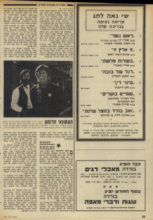 העולם הזה - גליון 1981 - 20 באוגוסט 1975 - עמוד 36 | חטרג״ט במערב הפרוע > נאה לחג קרי אהנ עי מ ה בכריכ ה קל ה ״ראש ג שר׳ מאת אורי דן ( עברית, אנגלי ת) בך הפכה ת בו ס ה לנצחון ״ח ארץ זו׳ מאת יעקב העליון הוצאת