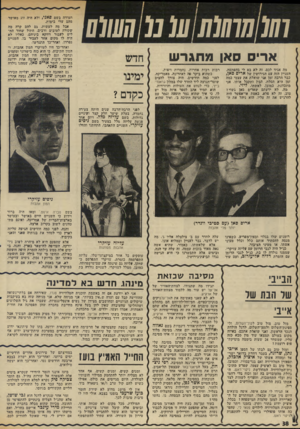 העולם הזה - גליון 1991 - 23 באוקטובר 1975 - עמוד 38 | ו₪מווו (0 ₪מ !7ע(/ע א רי ס ס אן מתגרש מה אגיד לכם, זה לא בא לי בהפתעה, העניין הזה עם הגירושין של ארים סאן, כבר הרבה זמן אני שואלת את עצמי כמה זמן היא תסלח,