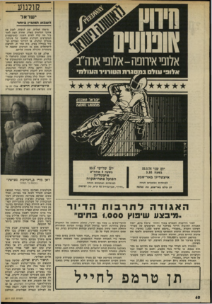 העולם הזה - גליון 2011 - 17 במרץ 1976 - עמוד 40 | קומוגנ ישראל השבוע הומו 11״ן ביותו־ אלופיאיח - ₪אלופיאש ״ ב׳ אלופי עול ם במסגרת הטו 11י 1העולס מישהו החליט, שם למעלד״ לפנק את אוהבי הסרטים בארץ. אהדת קשה להס