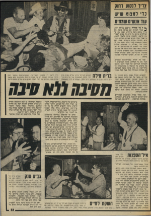 העולם הזה - גליון 2014 - 6 במרץ 1976 - עמוד 33 | צ ריו לנסוע וחוק נ די למצוא שי ש ך* ל מי ש הי ה אי־פעם באילת יודע, ^ שכדי לעשות שם מסיבה טובה, אין צורך בשום סיבה מיוחדת. ובכן, מה ש־האילתים עושים כל היום זה